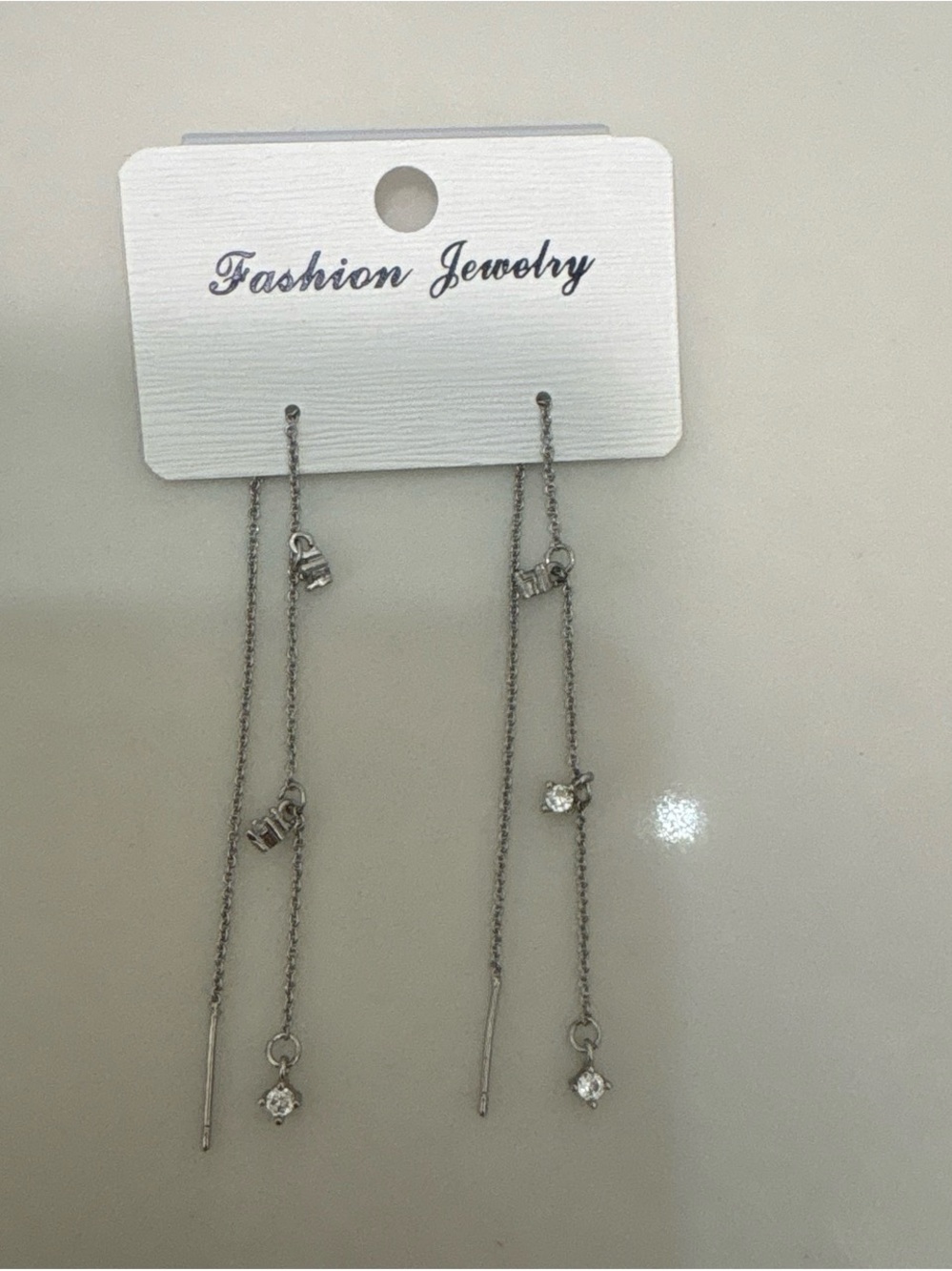 Dangling Silver Earrings with Crystal Accents